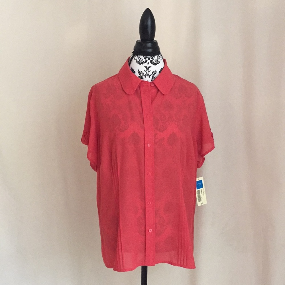 Covington Button Down Blouse In Vintage Coral